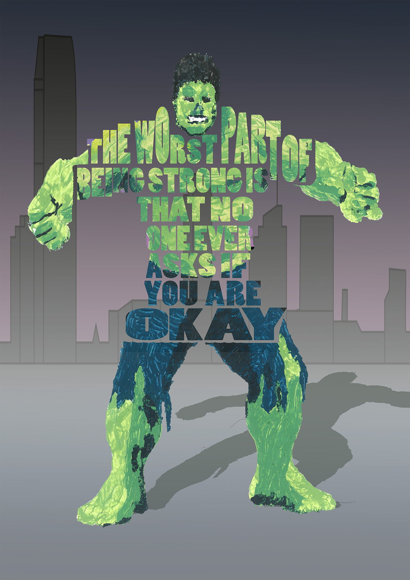 Opdracht: vervang deel van beeld door tekst (Hulk)