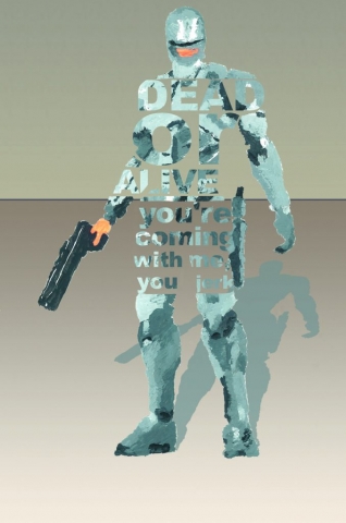 Opdracht: vervang deel van beeld door tekst (Robocop)