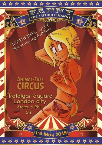 Opdracht: maak circus affiche voor getatoeëerde vrouw